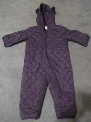 Uniqlo Blue Fleece Lined Bunting Snowsuit Hooded 6-12 Mos - Image 1 of 4