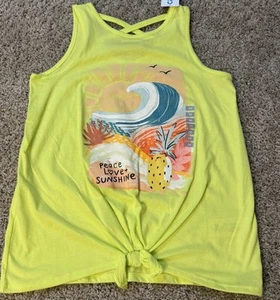 CARTER'S  Neon Yellow Peace Love Sunshine Tank Top Size 14 NWT Retails $20 - Picture 1 of 5