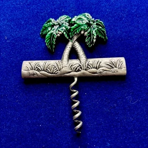 Tornillo de corcho de vino estilo hawaiano tal vez peltre y pintado a mano muy bonito aspecto - Imagen 1 de 7