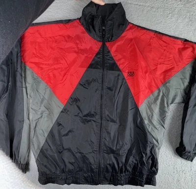 VINTAGE Olympics Team USA Windbreaker Jacket Mens Medium Red Black Full Zip 90s - Image 1 of 4