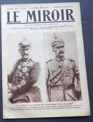 Le Miroir Journal (The Mirror) Sunday 31 January 1915, No. 62 French Magazine. Foto 1 de 4