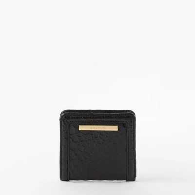 Nuevo BRAHMIN Jane Mine Cartera Plegable Cuero Repujado NEGRO HEMATITA Foto 1 de 4