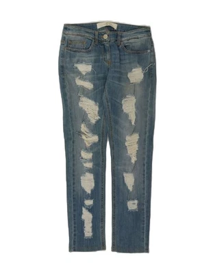 ELISABETTA FRANCHI Womens Distressed Slim Jeans W28 L30 Blue Cotton CM02 - Image 1 of 3