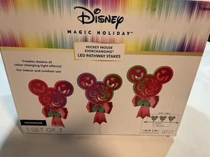 Disney Magic Holiday Mickey Mouse EverChanging LED Pathway Lights Gemmy Open Box - Picture 1 of 4