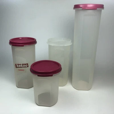 TUPPERWARE 4 x Eidgenosse Eidgenossen Vorratsdosen Rund Rot 440 ml bis 1,1l. - Bild 1 von 2
