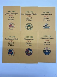 1977-1978 WHA  Strat-O-Matic 6 Team Hockey Card Set Printed Storage Envelopes - Picture 1 of 1