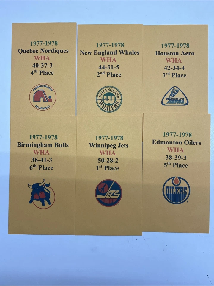1977-1978 WHA  Strat-O-Matic 6 Team Hockey Card Set Printed Storage Envelopes - Image 1 of 1