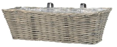 Willow Balcony Window Rail Planter Box 55 cm Flower Pot with rail hangers Grey - Image 1 of 2