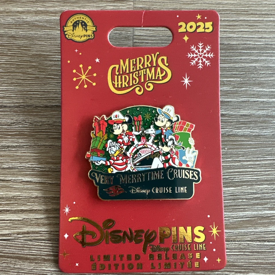 Prendedor Disney Cruise Line 2025 Feliz Navidad Mickey & Minnie Edición Limitada Foto 1 de 1