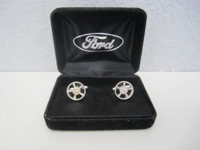 Vintage 925 Sterling Silver Ford Mustang Wheel Cufflinks in original display box - Image 1 of 4