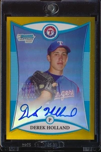 2008 BOWMAN CHROME DRAFT DEREK HOLLAND GOLD REFRACTOR REF AUTO AUTOGRAPH 29/50 - Picture 1 of 2