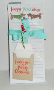 "Happy Howlidays" Dachshunds Lined Magnetic Note Pad New with Gift Tag 9"X4" - Imagen 1 de 5