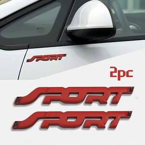2PCS Metal Car SPORT Sticker 3D Side Fender Rear Trunk Emblem Logo Badge Decals - Picture 1 of 6