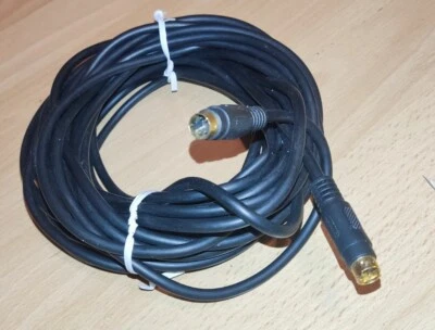 10m Meter S-VIDEO Lang Male Män. Schwarz Gold Anschluss TV Aus Videokabel Svideo - Bild 1 von 3