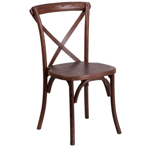 Side Chair Solid Mahogany Stackable Bistro Style Durable Cross Back Design Cover