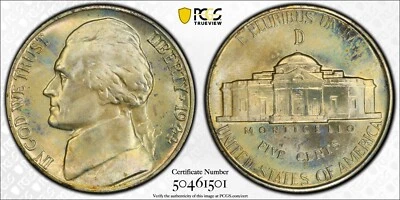 PCGS MS67+ FS 1944-D Jefferson Nickel Full Steps Plus - Image 1 of 3