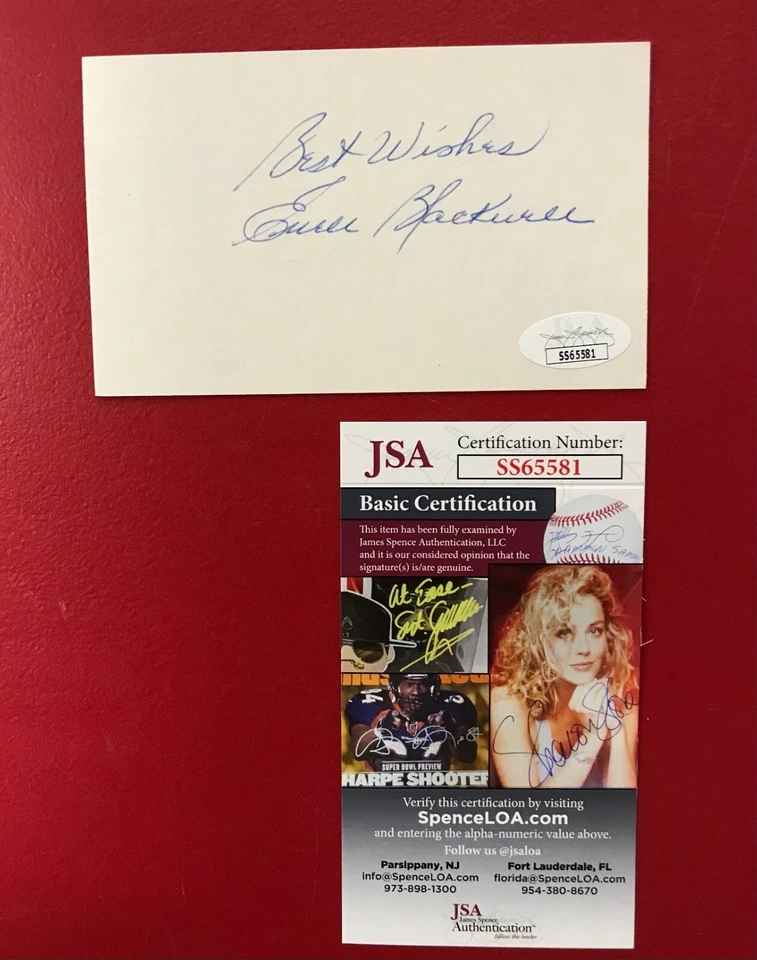 Ewell Blackwell Signed 3x5 Card JSA Certified AUTO MLB Cincinnati Reds (d.1996)! - Image 1 of 4