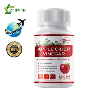 Vinagre de sidra de manzana 3000 mg pérdida de peso quemador de grasa fuerza máxima con la madre - Imagen 1 de 9
