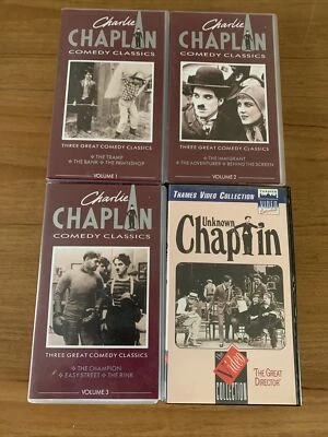 Charlie Chaplin 4 x VHS Tapes - Image 1 of 2