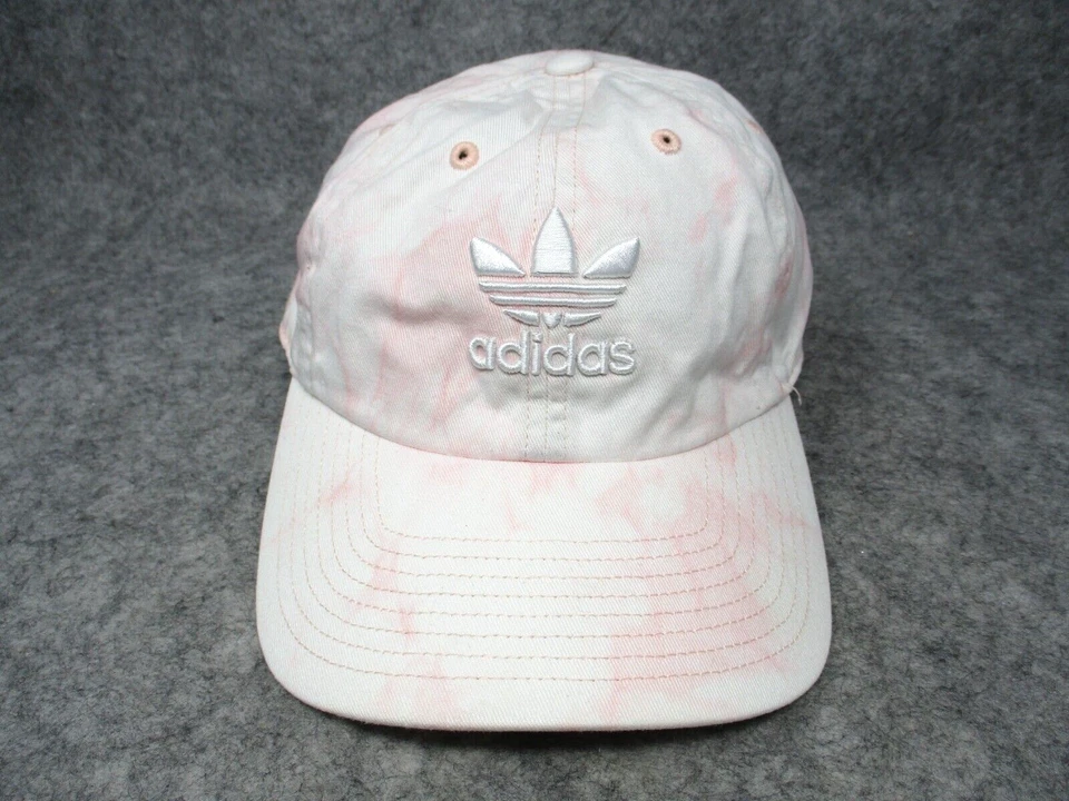Adidas Hat Cap Strap Back Womens White Pink Trefoil Tie Dye Lightweight - Image 1 of 4