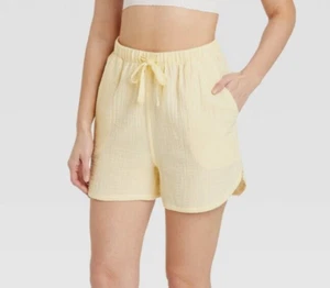 Pantalones cortos de pijama Stars Above para mujer cintura alta 100 % algodón - amarillo talla M - Imagen 1 de 13