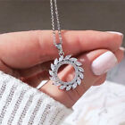 Women Elegant 925 Silver Filled Wedding Necklaces Pendant Cubic Zirconia Jewelry