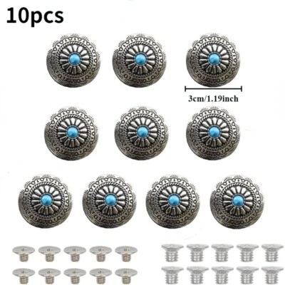 10 Pcs Screw Back Buttons Vintage Imitation Turquoise Replacement Buckle DIY - Image 1 of 4