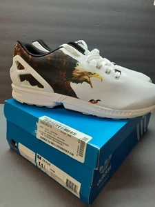 ZX Flux ADIDAS Mens 11.5 White "Wild Animals Pack" Philadelphia Eagles Boston - Picture 1 of 11