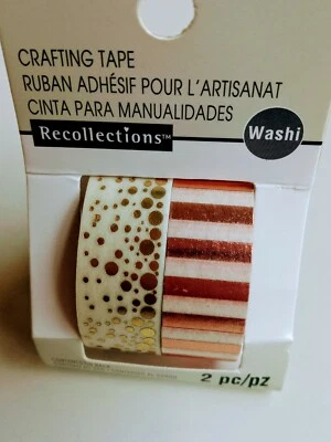 Cinta Washi a Rayas Oro Rosa y Oro Burbuja 2 piezas - 5 yardas cada una Foto 1 de 4