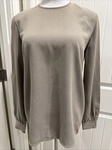 Giorgio Armani Blouse Green Heather 40/8 Button Back Long Sleeve Italy Vintage - Picture 1 of 18