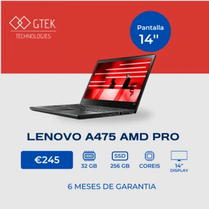 LENOVO A475 AMD PRO| 32GB RAM | 256GB SSD + GARANTIA - Imagen 1 de 5