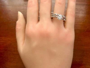 Avon Sterling Silver 925 CZ Cubic Zirconia Engagemnent Wedding Ring Set Sz 10 - Picture 1 of 3