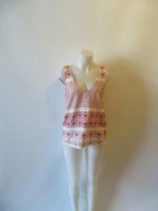 WOMENS VELVET BY GRAHAM & SPENCER RED CREAM CROCHET SLEEVELESS BLOUSE SIZE S * - Picture 1 of 7