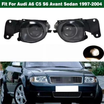 Par de luces antiniebla de parachoques delanteras lentes convexas para Audi A6 C5 S6 Avant sedán 1997-2004 Foto 1 de 4