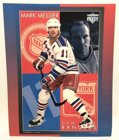 Vintage 1994 Mark Messier NHLPA Hockey New York Rangers Poster Cardboard Elite Cover