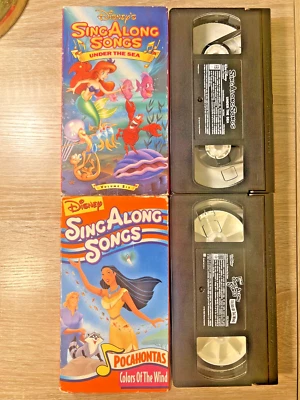 Disney Sing Along Songs Under The Sea Colors of the Wind VHS Lot Movie Kids 90's Foto 1 de 4