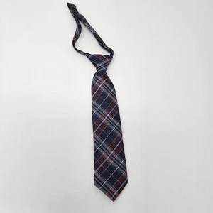 Retreez Junior Boys Necktie Red Neck Strap Plaid Grey Geometric Size 4-7 Years - Picture 1 of 3