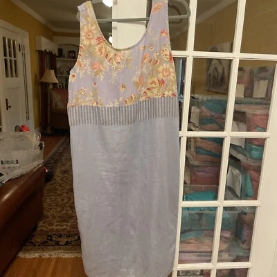 Vintage Carol Anderson California Dress Size XL Pure Linen Folk 40 Bust - Image 1 of 4