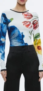 Alice And Olivia DELAINA LONG SLEEVE CROP TOP SZ Medium BNWT Sold Out - Picture 1 of 9