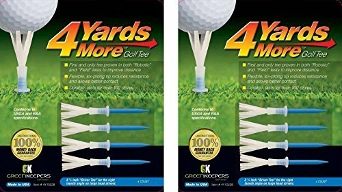 GREENSKEEPER 4 Yards More Golf Tees - Blue "Driver Tee" - 3 1/4" (2 Packs = 8 Tees)