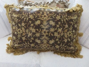 Aubusson Golds & Browns Scrolls Stunning OLD WORLD Look Needelpoint Pillow Cover - Picture 1 of 20