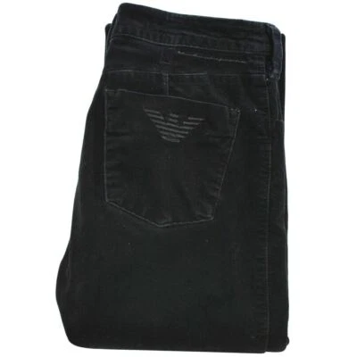 Armani Jeans pantaloni da donna in velluto taglia 26 neri pantaloni dritti vi... - Immagine 1 di 4