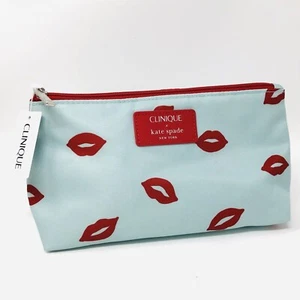Clinique x Kate Spade Cosmetics Labios Rojos Lápiz Labial Estampado Maquillaje Bolsa AQUA clutch - Imagen 1 de 5