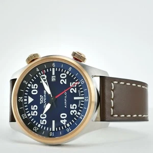 Glycine Airpilot GMT Swiss Men's Pilot Watch Blue Dial Leather Strap GL0352 44mm - Picture 1 of 8