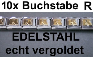 10x letra R chapado en oro acero inoxidable adecuado para pulsera Nomination Classic Line - Imagen 1 de 1