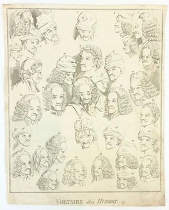 Holloway, Thomas. (1748-1827): "Voltaire after Hubert" – Original Etching 1791 - Picture 1 of 5