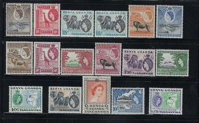 KENYA UGANDA - SCOTT #103-119 1954-59 QEII PICTORIALS - MINT NH/LH/HINGED - Image 1 of 2