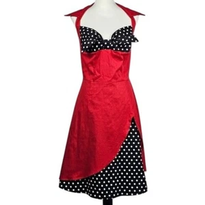 IBTOM Castle 1950s Retro Flare Dress Sz 4XL Red Polka Dot Halter 50s Diner - Picture 1 of 8