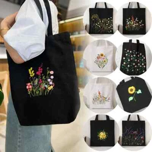 34*37cm Embroidery Kit Canvas Tote Bag DIY Cross Stitch Wildflower Style Handbag - Picture 1 of 18