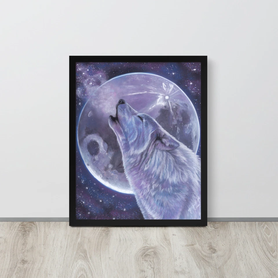 Lone Wolf Framed Art Print – Wildlife Wall Decor by Michaeline McDonald - Image 1 of 1